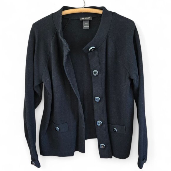 Lane Bryant Womens Black Knit Cardigan Size 18/20 100% Cotton Long Sleeve Button - Picture 2 of 7